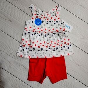 Carter's 2 piece short and tank top Red white and blue outfit size 9MO NWT